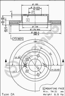 Тормозной диск BREMBO 09.5889.10