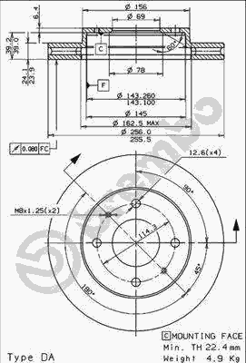 Тормозной диск BREMBO 09.7043.10