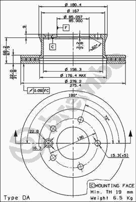 Тормозной диск BREMBO 09.7314.24
