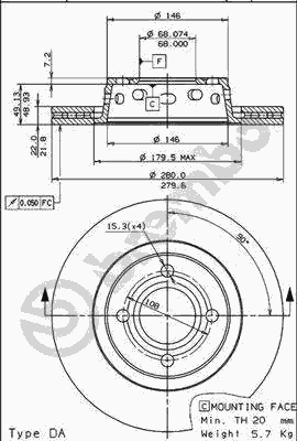 Тормозной диск BREMBO 09.7821.10