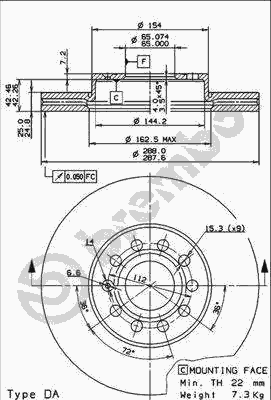 Тормозной диск BREMBO 09.9145.14