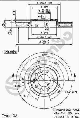Тормозной диск BREMBO 09.9177.10