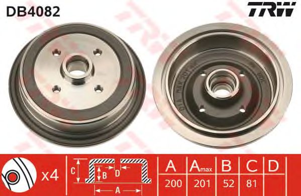 Тормозной барабан TRW DB4082