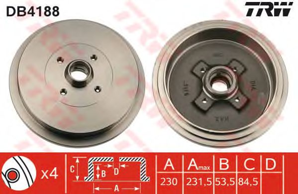 Гальмівний барабан TRW DB4188