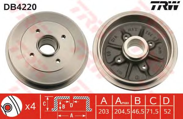 Тормозной барабан TRW DB4220