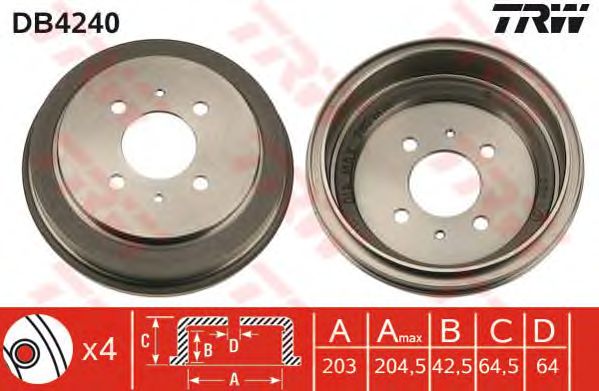 Тормозной барабан TRW DB4240