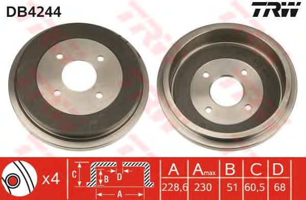 Тормозной барабан TRW DB4244