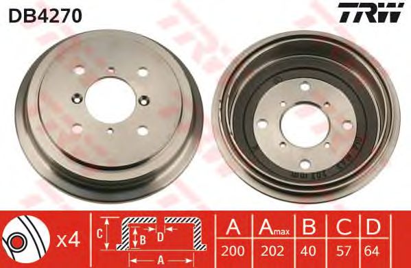 Тормозной барабан TRW DB4270