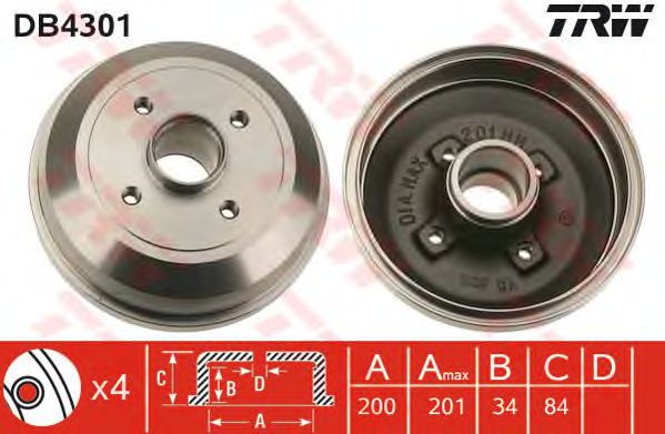 Тормозной барабан TRW DB4301