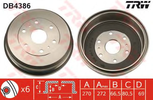 Тормозной барабан TRW DB4386