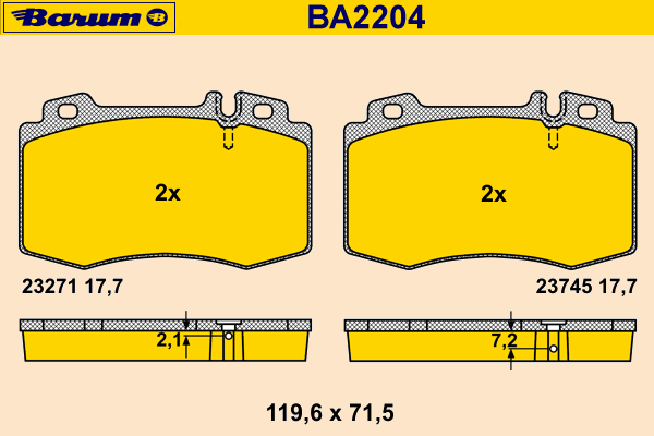 Тормозные колодки BARUM BA2204