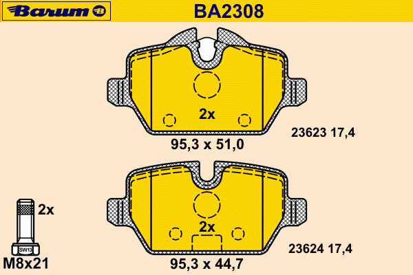 Тормозные колодки BARUM BA2308