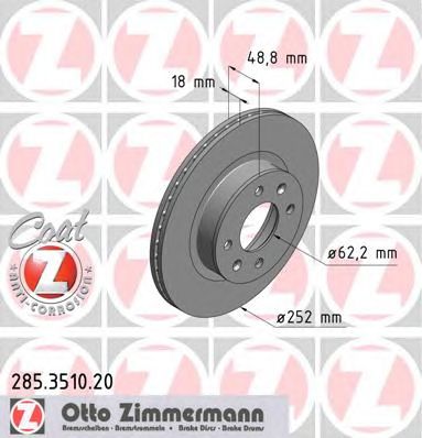 Тормозной диск ZIMMERMANN 285.3510.20