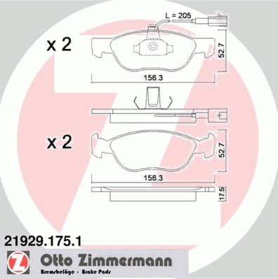 Тормозные колодки ZIMMERMANN 21929.175.1