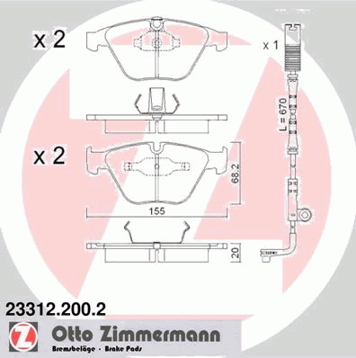 Тормозные колодки ZIMMERMANN 23312.200.2