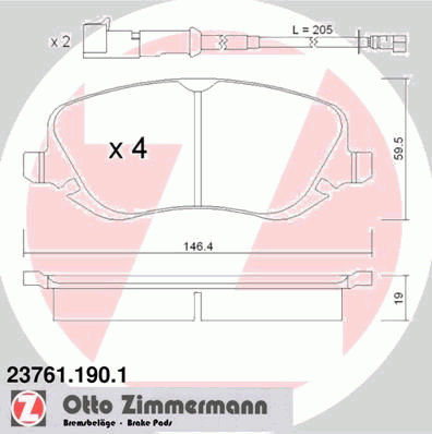 Тормозные колодки ZIMMERMANN 23761.190.1