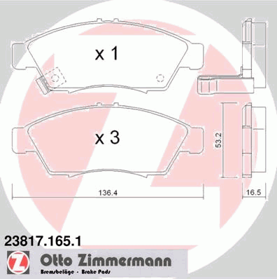 Тормозные колодки ZIMMERMANN 23817.165.1