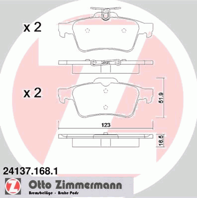 Тормозные колодки ZIMMERMANN 24137.168.1