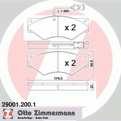 Тормозные колодки ZIMMERMANN 29001.200.1