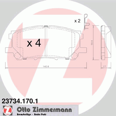 Тормозные колодки ZIMMERMANN 23734.170.1