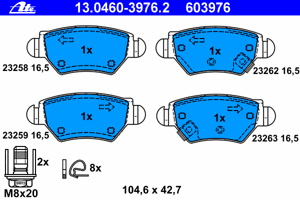 Тормозные колодки ATE 13.0460-3976.2