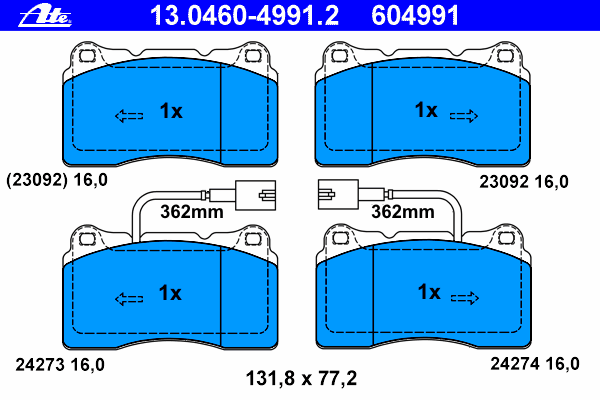 Тормозные колодки ATE 13.0460-4991.2