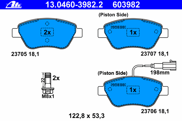 Тормозные колодки ATE 13.0460-3982.2