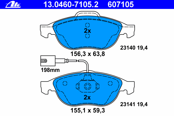 Тормозные колодки ATE 13.0460-7105.2
