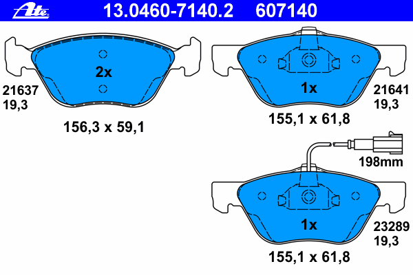 Тормозные колодки ATE 13.0460-7140.2