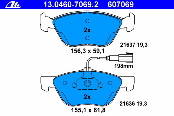 Тормозные колодки ATE 13.0460-7069.2