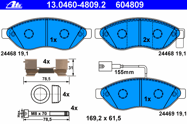 Тормозные колодки ATE 13.0460-4809.2