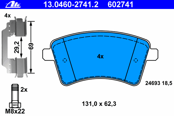 Тормозные колодки ATE 13.0460-2741.2