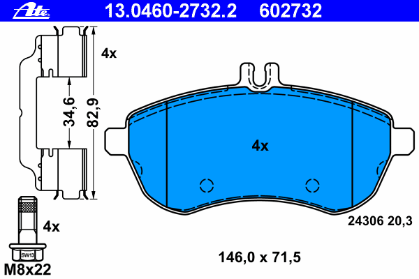 Тормозные колодки ATE 13.0460-2732.2