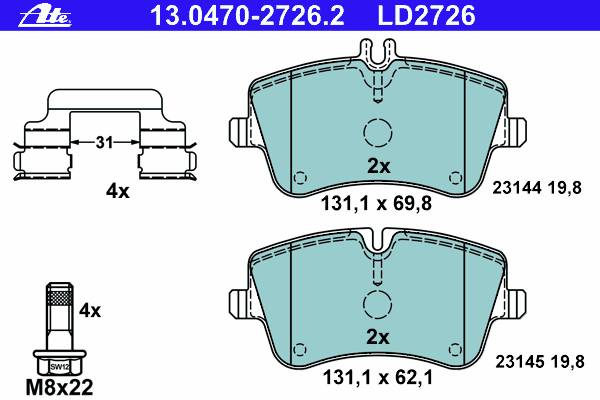 Тормозные колодки ATE 13.0470-2726.2 ATE Ceramic