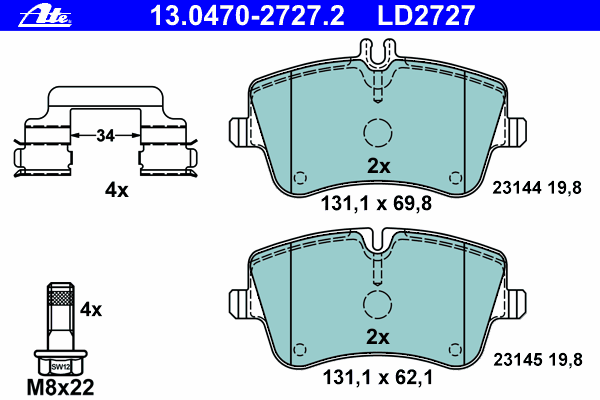 Тормозные колодки ATE 13.0470-2727.2 ATE Ceramic