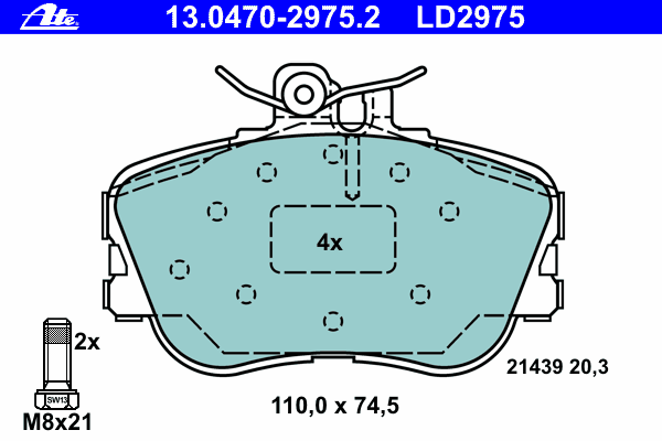 Тормозные колодки ATE 13.0470-2975.2 ATE Ceramic