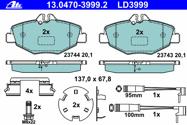 Тормозные колодки ATE 13.0470-3999.2 ATE Ceramic