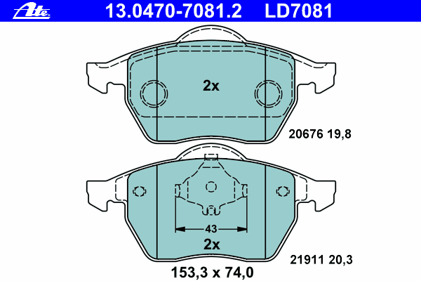 Тормозные колодки ATE 13.0470-7081.2 ATE Ceramic