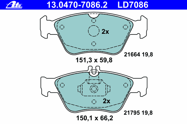 Тормозные колодки ATE 13.0470-7086.2 ATE Ceramic