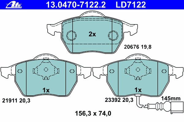 Тормозные колодки ATE 13.0470-7122.2 ATE Ceramic