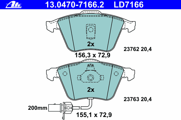 Тормозные колодки ATE 13.0470-7166.2 ATE Ceramic