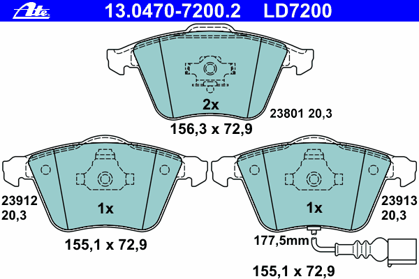 Тормозные колодки ATE 13.0470-7200.2 ATE Ceramic
