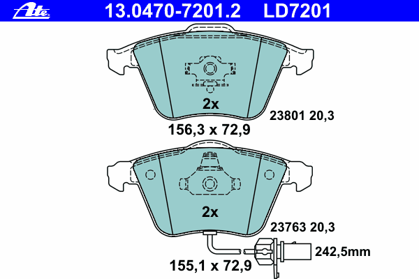 Тормозные колодки ATE 13.0470-7201.2 ATE Ceramic