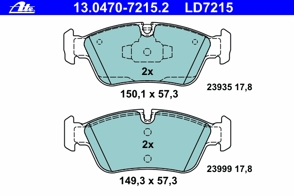 Тормозные колодки ATE 13.0470-7215.2 ATE Ceramic