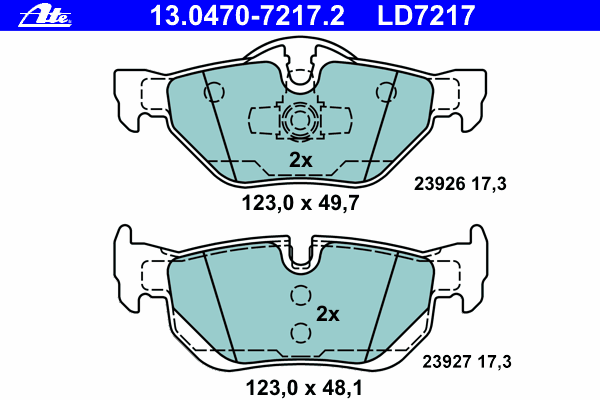 Тормозные колодки ATE 13.0470-7217.2 ATE Ceramic