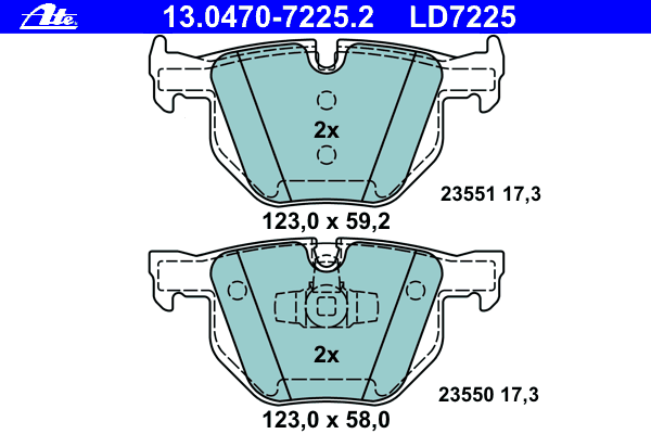 Тормозные колодки ATE 13.0470-7225.2 ATE Ceramic