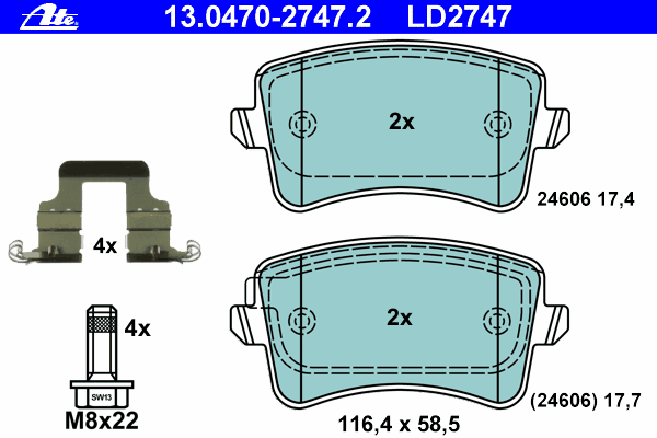 Тормозные колодки ATE 13.0470-2747.2 ATE Ceramic