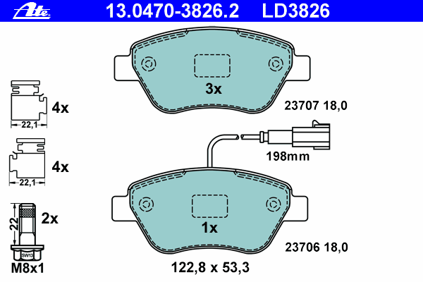 Тормозные колодки ATE 13.0470-3826.2 ATE Ceramic