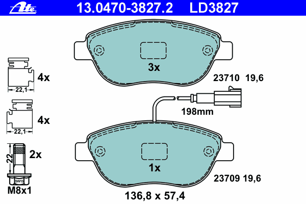Тормозные колодки ATE 13.0470-3827.2 ATE Ceramic
