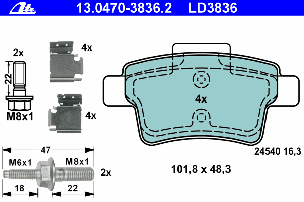 Тормозные колодки ATE 13.0470-3836.2 ATE Ceramic